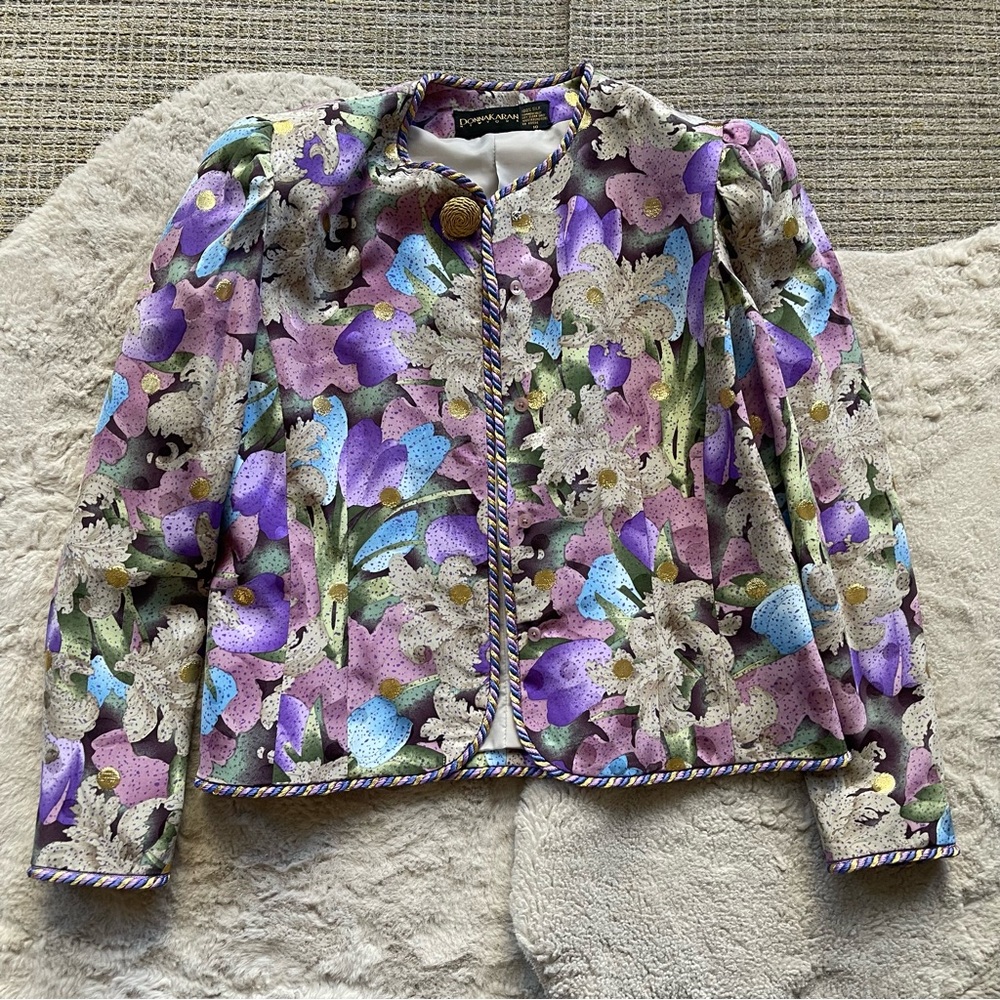 Donna Karan Silk Floral Embroidered Jacket - Picture 6 of 11